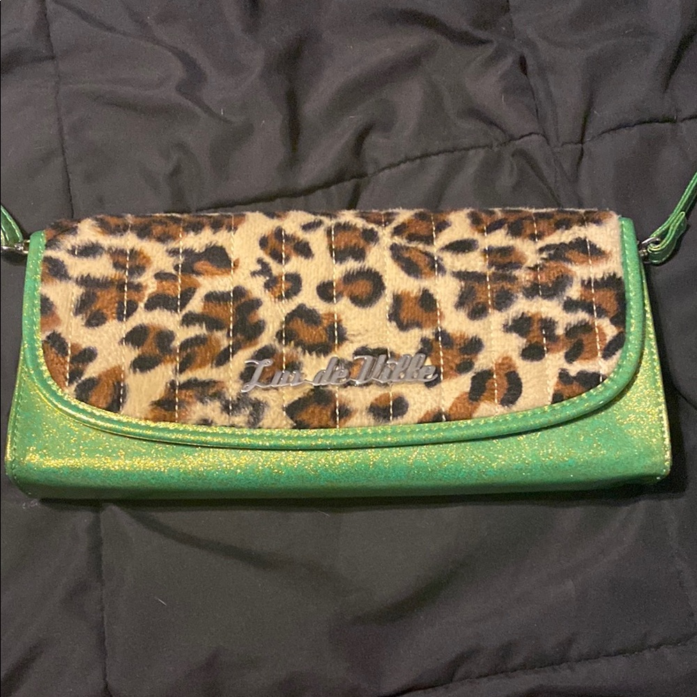 Green and Leopard Print Women's Bag